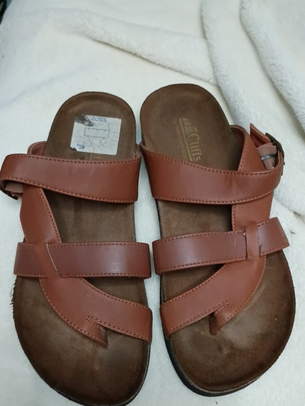 White Mountain Cliffs Brown Leather Slide Sandal